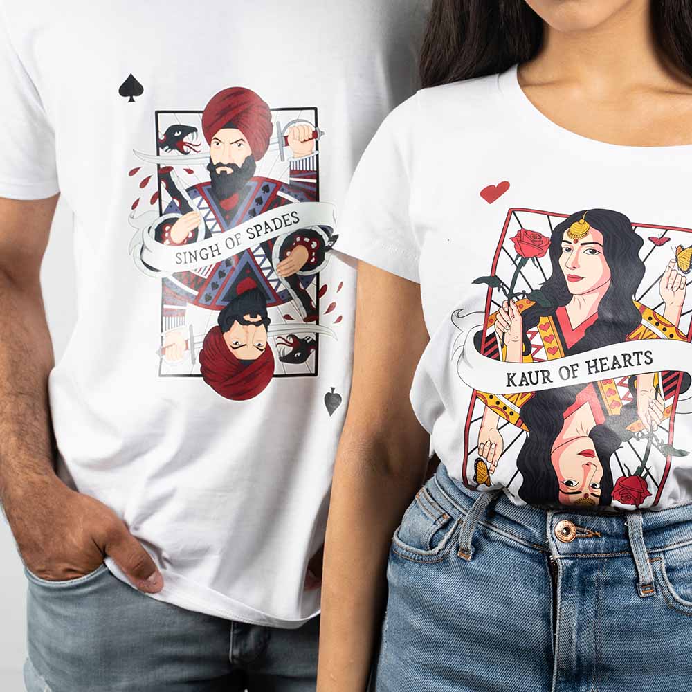 singh of spades and kaur of hearts t-shirt
