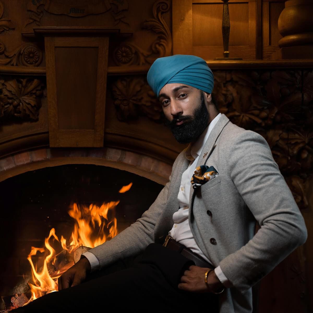 Rusty Blue Full Voile Turban