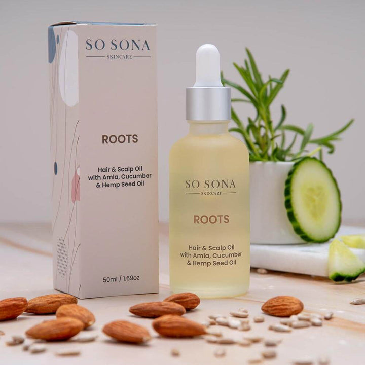 Roots Hair and Scalp Oil with almonds and cucumber