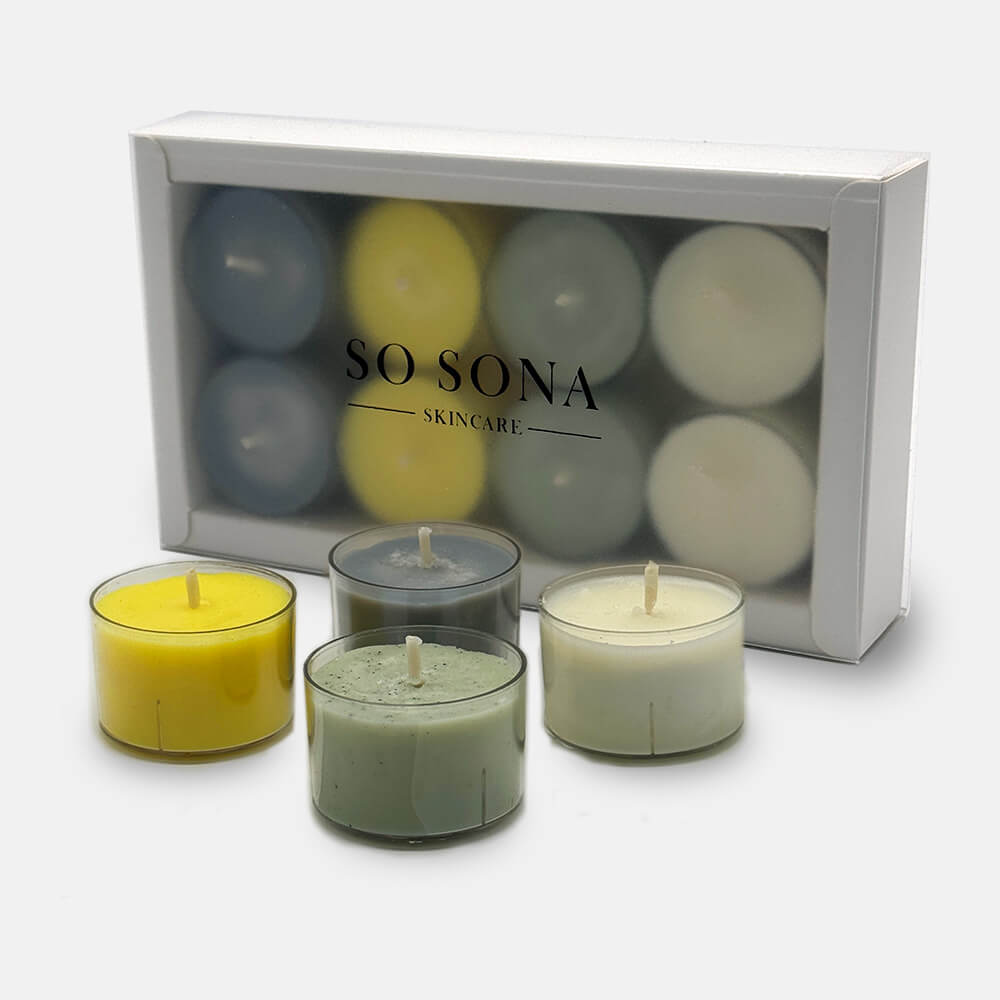 So Sona Skincare eight tealight candle gift set