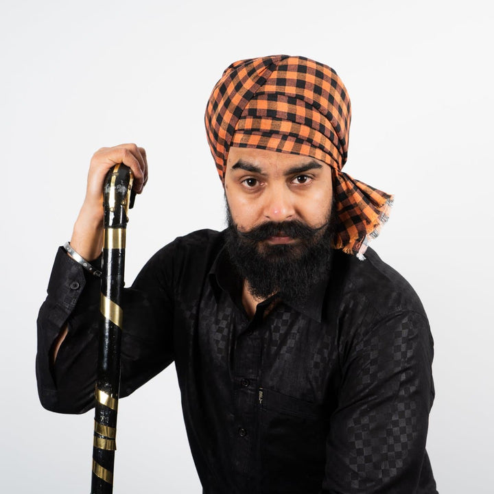 Black &amp; Orange Gingham Parna - The Sardar Co
