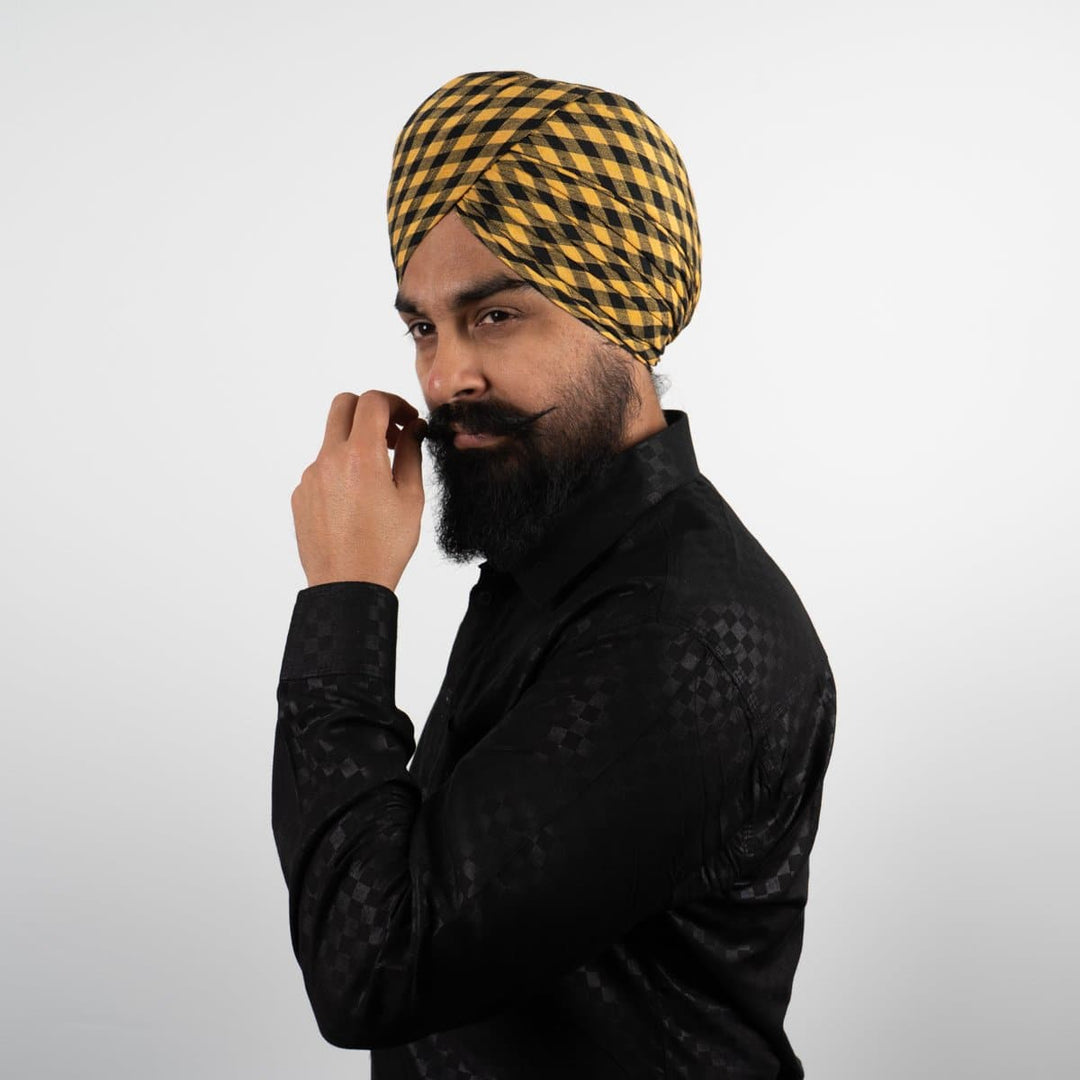 Black &amp; Yellow Gingham Parna - The Sardar Co