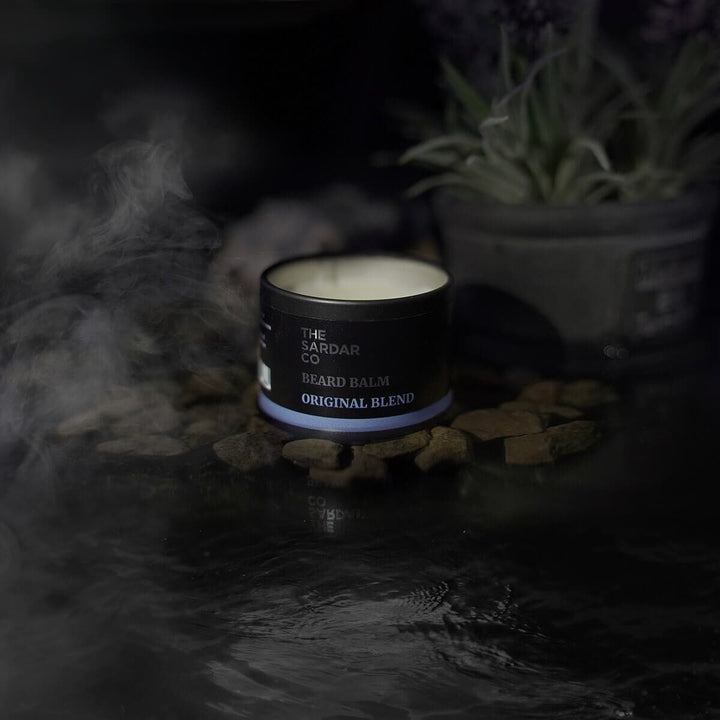 original blend beard balm on rocks