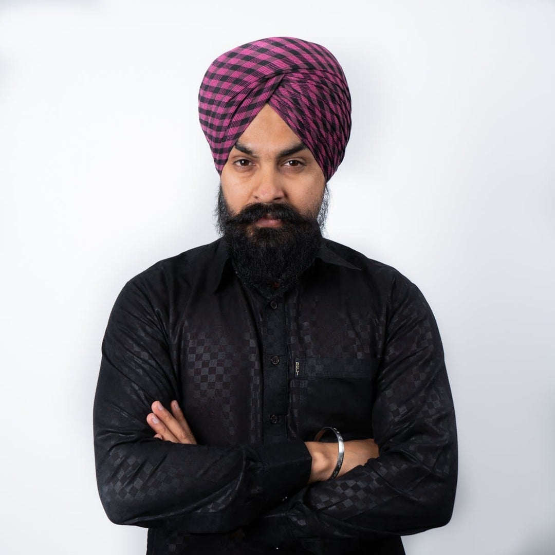 Purple &amp; Black Gingham Parna - The Sardar Co