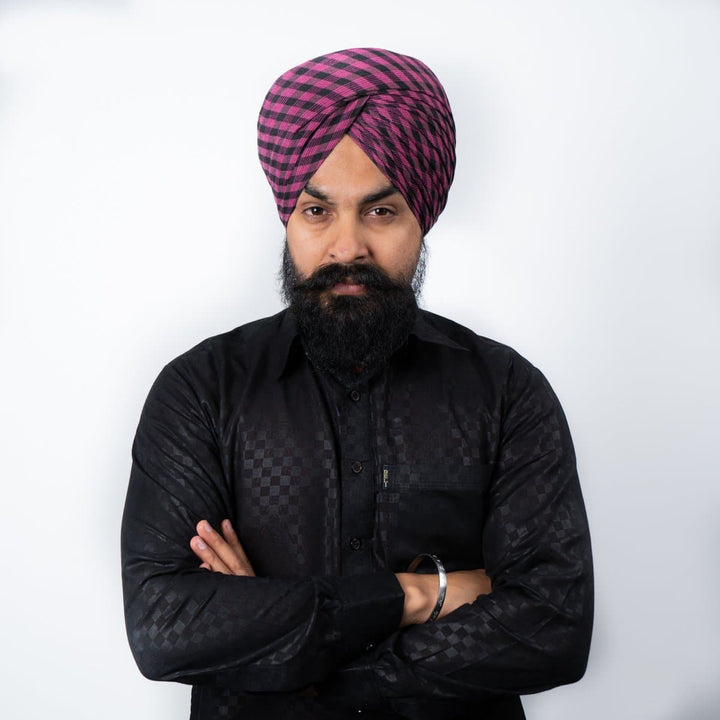 Purple &amp; Black Gingham Parna - The Sardar Co