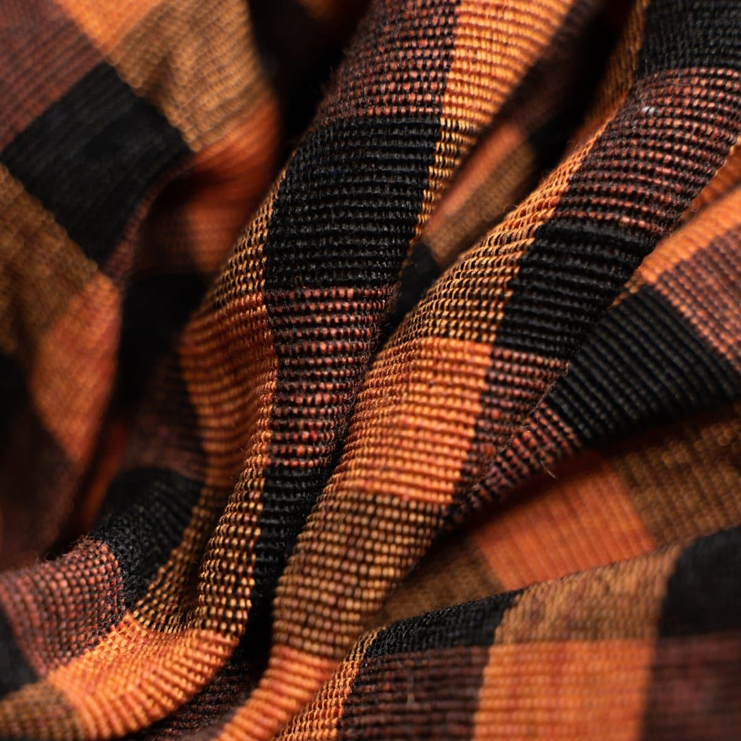Black & Orange Gingham Parna - The Sardar Co