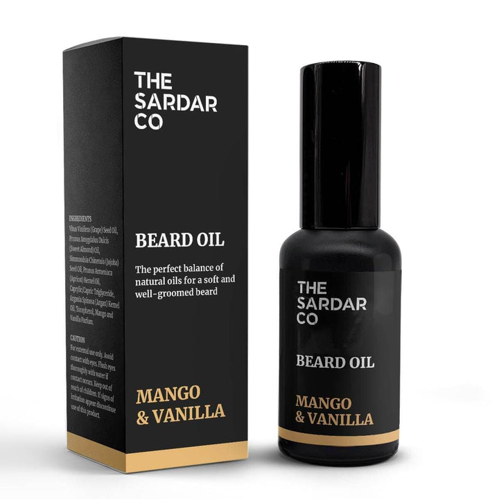 mango &amp; vanilla beard oil packaging