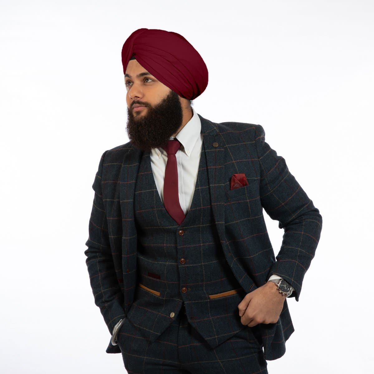 Maroon Rubia Voile Turban - The Sardar Co