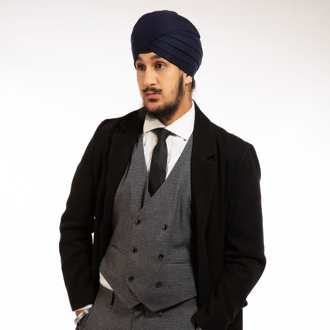 Navy Blue Full Voile Turban - The Sardar Co